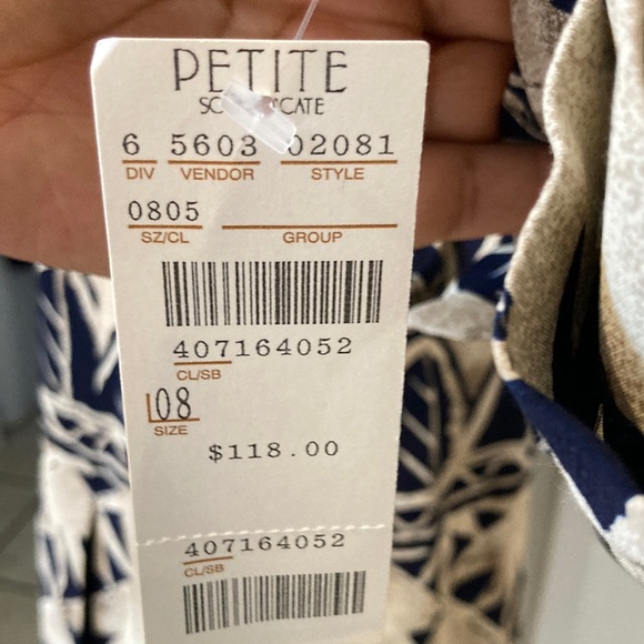 VINTAGE PETITE SOPHISTICATE COLLECTION Navy and Beige Patterned Dress Size 8 - Picture 5 of 7